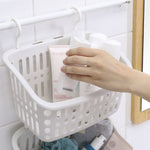 Panier suspendu en plastique avec crochet, pour rangement de cuisine, étagère de drainage, organisateur de salle de bain, petit gris, petit beige, grand gris, grand beige
