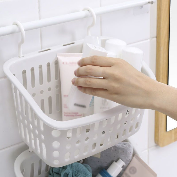 Panier suspendu en plastique avec crochet, pour rangement de cuisine, étagère de drainage, organisateur de salle de bain, petit gris, petit beige, grand gris, grand beige