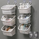 Panier suspendu en plastique avec crochet, pour rangement de cuisine, étagère de drainage, organisateur de salle de bain, petit gris, petit beige, grand gris, grand beige