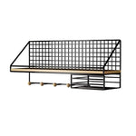 Étagère murale de rangement grand format sans perçage, modèle de base noir, boule en bois noire avec boîte à mouchoirs
