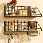 Étagère murale de rangement grand format sans perçage, modèle de base noir, boule en bois noire avec boîte à mouchoirs