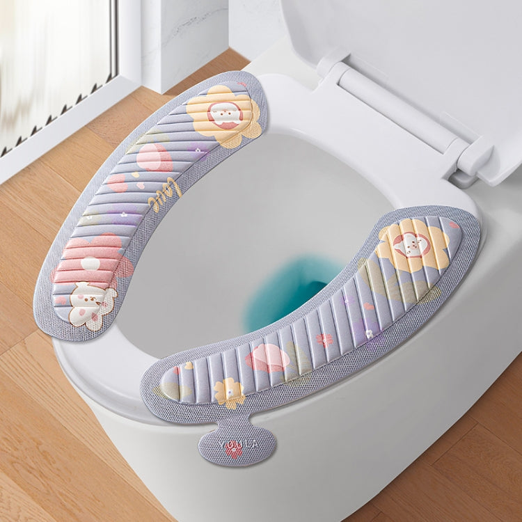 EVA Adhésif Toilette Coussin Quatre Saisons Universel Dessin Animé Mignon Imperméable Autocollant de Toilette, Tournesol Gris, Lapin Lunaire Rose