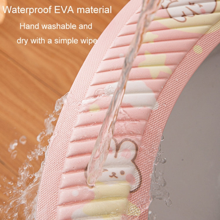 EVA Adhesive Toilet Pad Four Seasons Universal Cartoon Cute Waterproof Toilet Sticker, Gray Sunflower, Pink Moon Rabbit