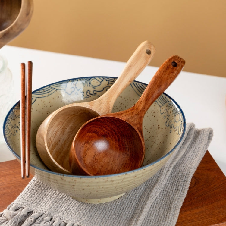 Cuillère à soupe ménagère en bois à long manche pour nouilles, louche à eau, Chêne (couleur laquée ancienne), Chêne (couleur originale), Acacia