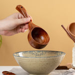 Cuillère à soupe ménagère en bois à long manche pour nouilles, louche à eau, Chêne (couleur laquée ancienne), Chêne (couleur originale), Acacia