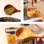 Cuillère à soupe ménagère en bois à long manche pour nouilles, louche à eau, Chêne (couleur laquée ancienne), Chêne (couleur originale), Acacia
