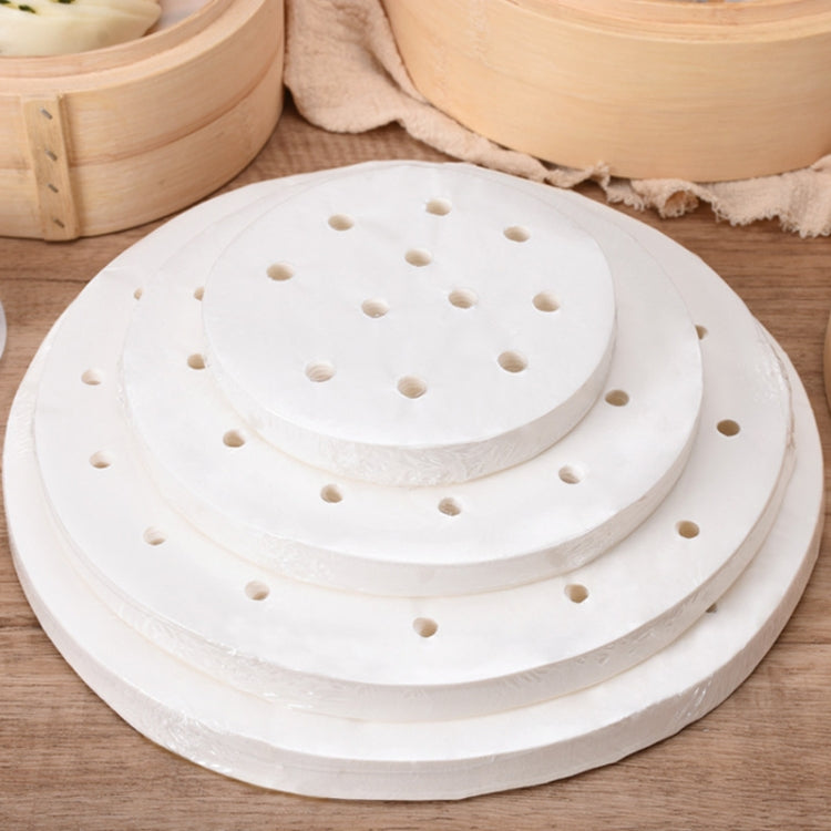 100 pcs Papier Vapeur Rond Jetable Antiadhésif Qualité Alimentaire Perforé pour Cuisson à la Vapeur, 7,6 cm