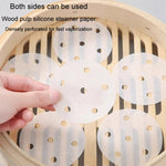 100 pcs Papier Vapeur Rond Jetable Antiadhésif Qualité Alimentaire Perforé pour Cuisson à la Vapeur, 7,6 cm