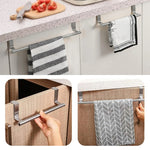 Porte-serviettes de porte en acier inoxydable sans perçage, support de torchons pour porte d'armoire, 23,5 cm argent, 23,5 cm noir, 36,5 cm argent, 36,5 cm noir, 36,5 cm blanc