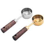 Cuillère doseuse 15ml en acier inoxydable avec manche en bois pour café ou lait en poudre, argent, or