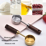 Cuillère doseuse 15ml en acier inoxydable avec manche en bois pour café ou lait en poudre, argent, or