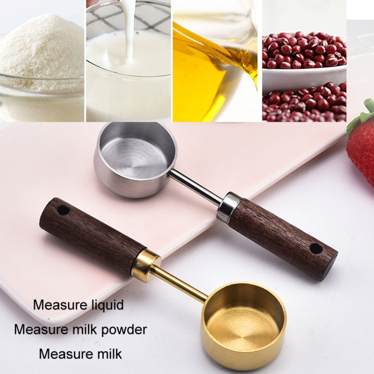 Cuillère doseuse 15ml en acier inoxydable avec manche en bois pour café ou lait en poudre, argent, or