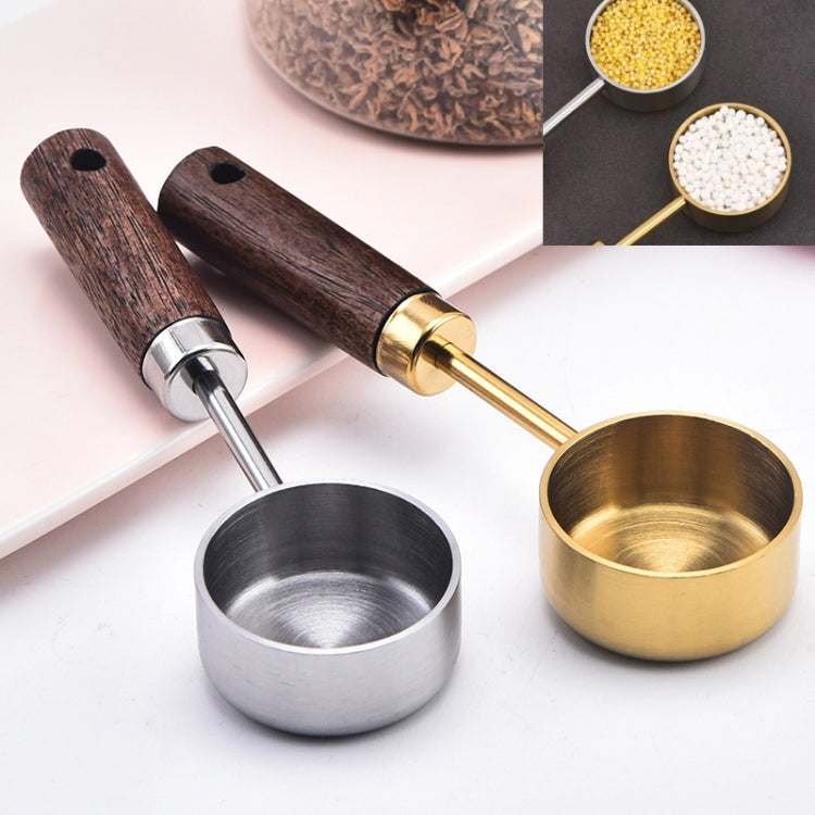 Cuillère doseuse 15ml en acier inoxydable avec manche en bois pour café ou lait en poudre, argent, or