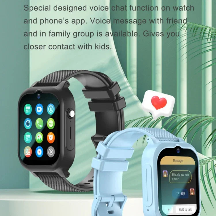 Montre connectée 4G pour enfants K26H avec écran tactile de 1,83 pouce, caméra frontale, fonction SOS et géolocalisation GPS.