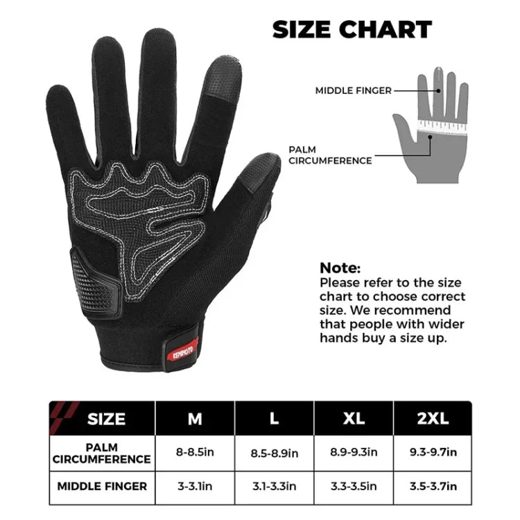 Gants de moto tout-terrain antidérapants à écran tactile et protection solaire, Tailles M, L, XL, XXL
