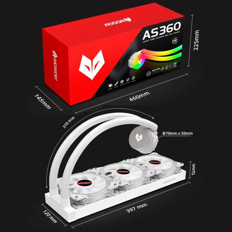 Refroidisseur d'ordinateur COOLMOON AS360 Magic Diamond Edition ARGB Refroidissement par eau Lumière Radiateur CPU intégré, AS360