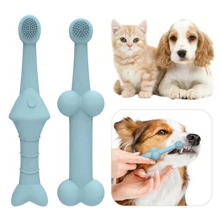 Lot de 2 brosses à dents en silicone pour chats et chiens, outil de soin bucco-dentaire pour animaux de compagnie