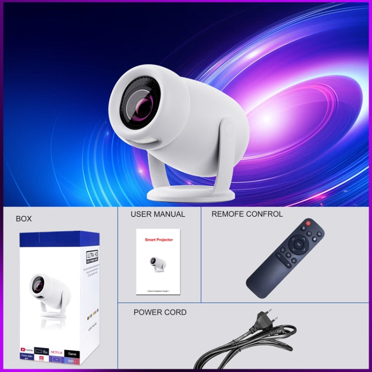 Projecteur intelligent portable HY400 système Android 12.0, prise US, prise EU, prise UK, prise AU