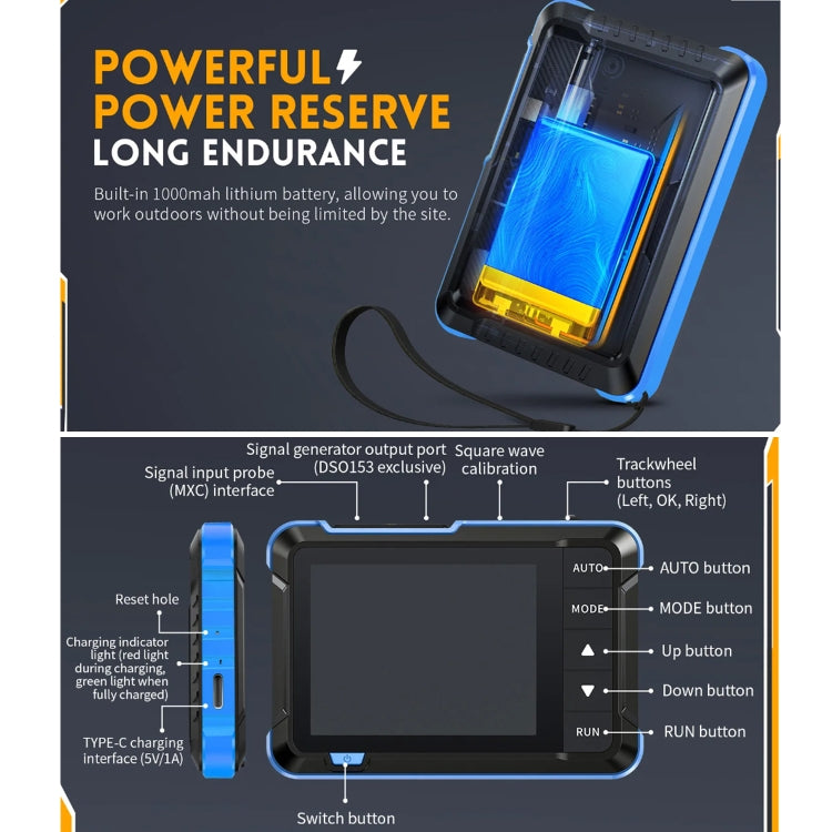 Oscilloscope numérique portable 2 en 1 FNIRSI générateur de signaux, standard, mise à jour