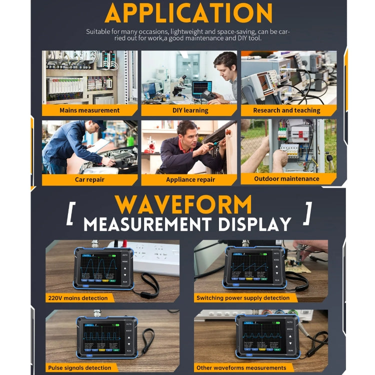Oscilloscope numérique portable 2 en 1 FNIRSI générateur de signaux, standard, mise à jour