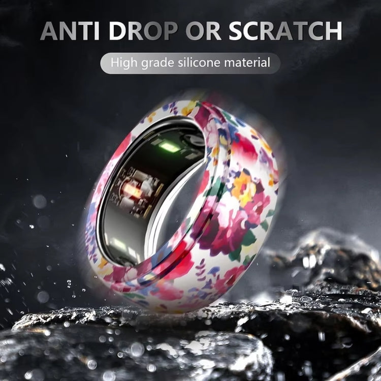 Pour Samsung Galaxy Ring / Oura Ring Housse de protection élastique en silicone imprimée résistante aux rayures, S, M