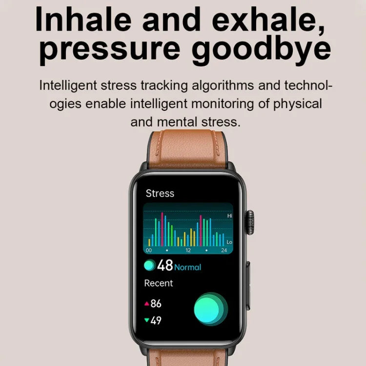 Montre connectée, Bague, ECG, Température, Fréquence cardiaque, Pression artérielle, Santé, Appel Bluetooth, Silicone noir, Silicone rouge, Silicone bleu, Cuir noir, Cuir marron