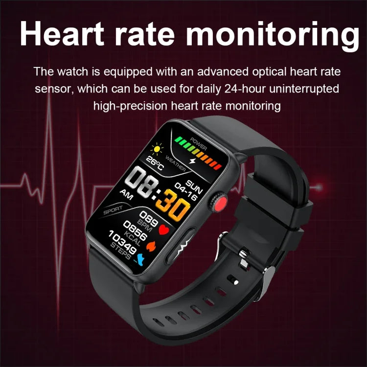 Montre connectée, Bague, ECG, Température, Fréquence cardiaque, Pression artérielle, Santé, Appel Bluetooth, Silicone noir, Silicone rouge, Silicone bleu, Cuir noir, Cuir marron