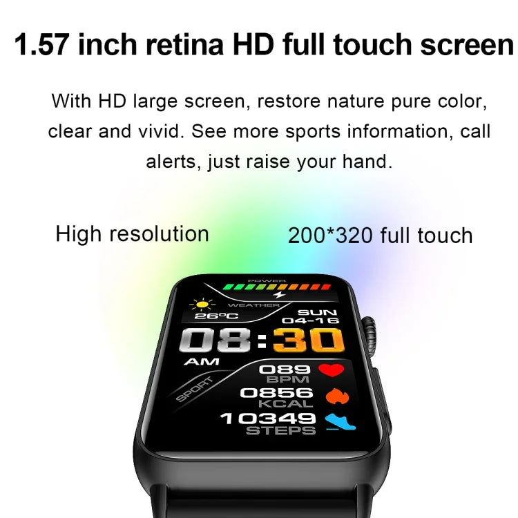 Montre connectée, Bague, ECG, Température, Fréquence cardiaque, Pression artérielle, Santé, Appel Bluetooth, Silicone noir, Silicone rouge, Silicone bleu, Cuir noir, Cuir marron