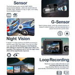 Enregistreur voiture 3 canaux M700A 4K UHD Avant+1080P Intérieur+2K Arrière+GPS+WIFI Caméra de tableau de bord, M700A