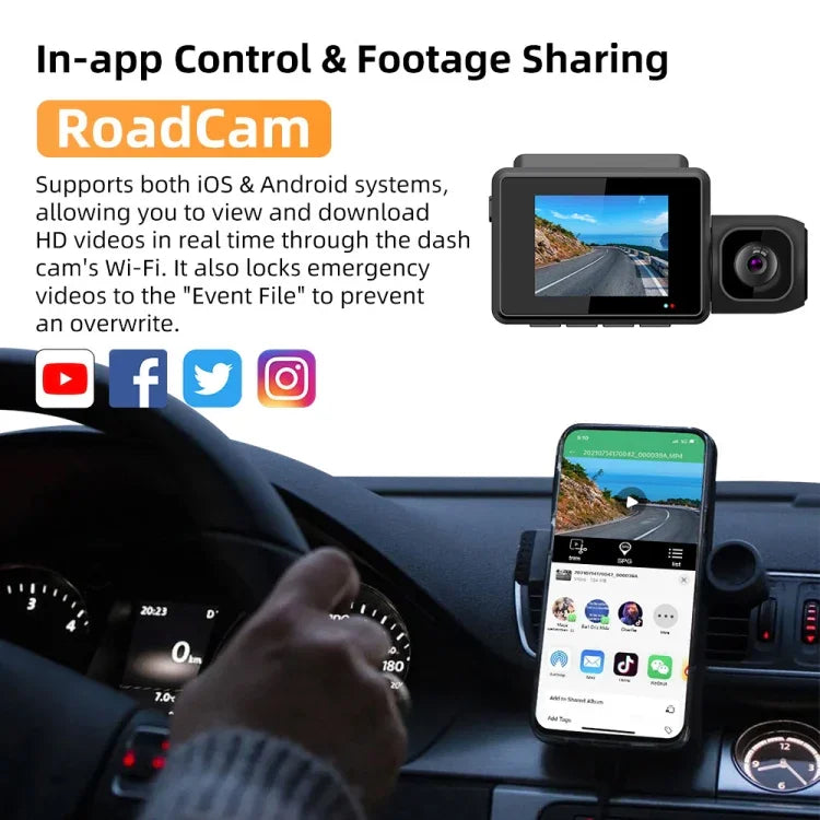 Enregistreur voiture 3 canaux M700A 4K UHD Avant+1080P Intérieur+2K Arrière+GPS+WIFI Caméra de tableau de bord, M700A