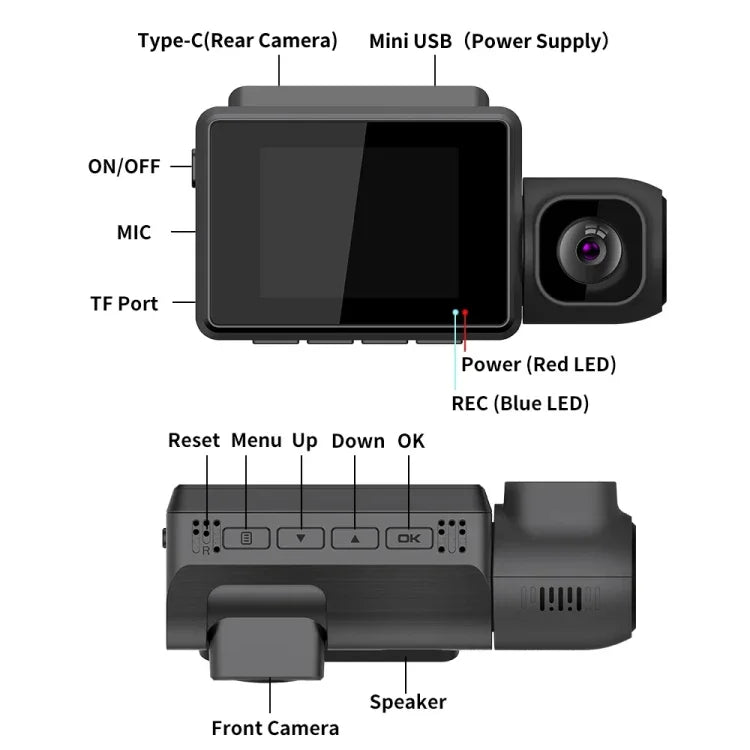 Enregistreur voiture 3 canaux M700A 4K UHD Avant+1080P Intérieur+2K Arrière+GPS+WIFI Caméra de tableau de bord, M700A
