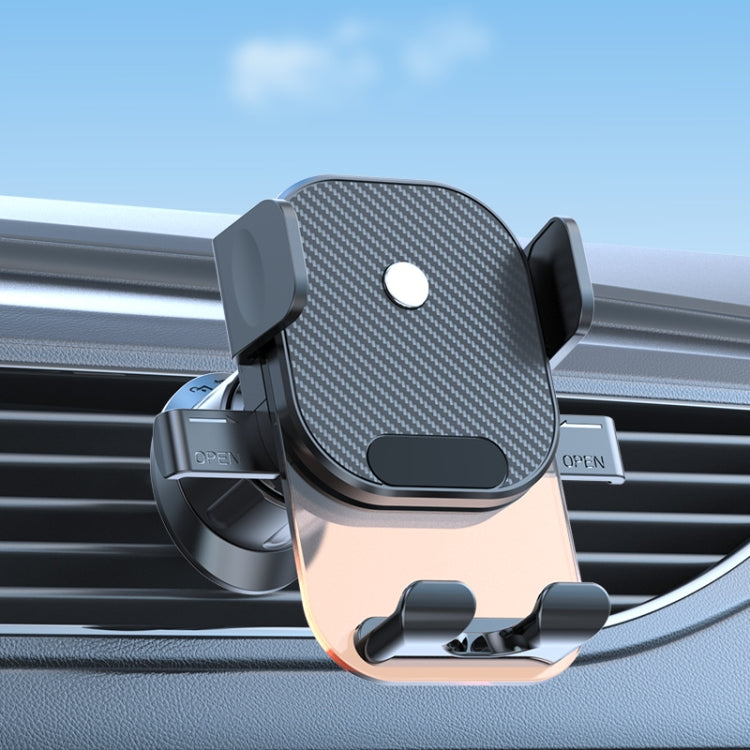 Car Suction Cup Dashboard Automatic Lock Mobile Phone Holder, Glossy Telescopic Base, Glossy Waterfall Base, Brushed Telescopic Base, Brushed Waterfall Base, Black Air Outlet, Orange Air Outlet, Black Telescopic, Orange Telescopic, Black Waterfall     ...