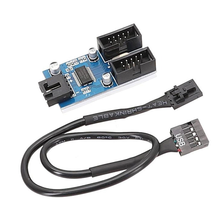 Câble d'extension 1 vers 2 USB2.0 9 broches pour carte mère avec puce supportant plusieurs interfaces pour usage partagé, 1 vers 2