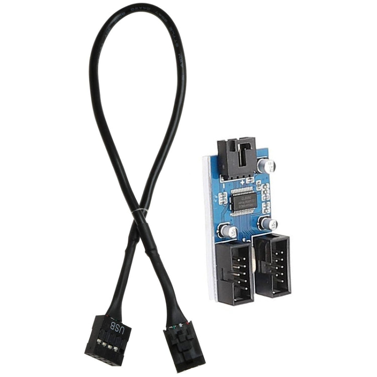 Câble d'extension 1 vers 2 USB2.0 9 broches pour carte mère avec puce supportant plusieurs interfaces pour usage partagé, 1 vers 2