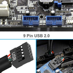 Câble d'extension 1 vers 2 USB2.0 9 broches pour carte mère avec puce supportant plusieurs interfaces pour usage partagé, 1 vers 2