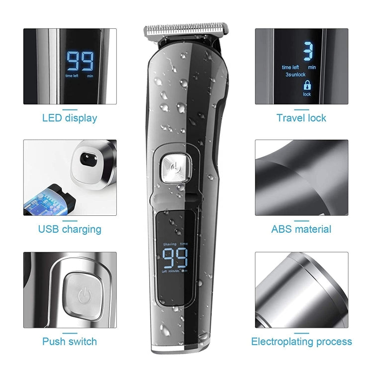 Kit de tondeuse électrique étanche 6 en 1 pour homme Tondeuse nez, tondeuse moustache, rasoir corporel, 8688, 8788, 8988