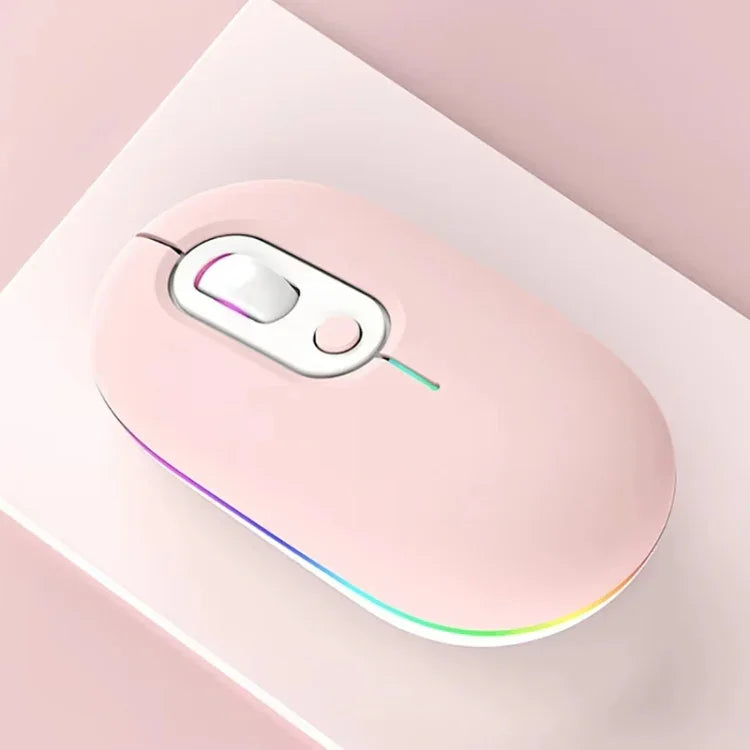 Souris Sans Fil Silencieuse Rechargeable Illuminée, 2.4G Rose, 2.4G Bleu, 2.4G Vert, 2.4G+Bluetooth Rose, 2.4G+Bluetooth Bleu, 2.4G+Bluetooth Vert