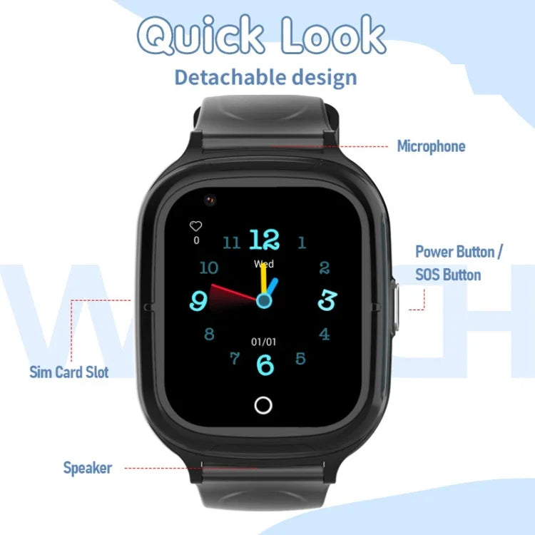 Montre connectée 4G pour enfants avec géolocalisation, étanche IP67, appels vidéo et vocaux