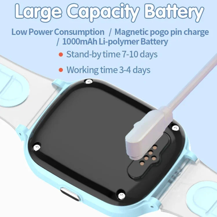 Montre connectée 4G pour enfants avec géolocalisation, étanche IP67, appels vidéo et vocaux