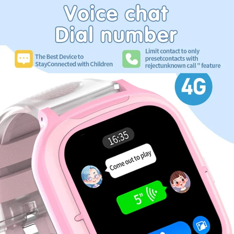 Montre connectée 4G pour enfants avec géolocalisation, étanche IP67, appels vidéo et vocaux