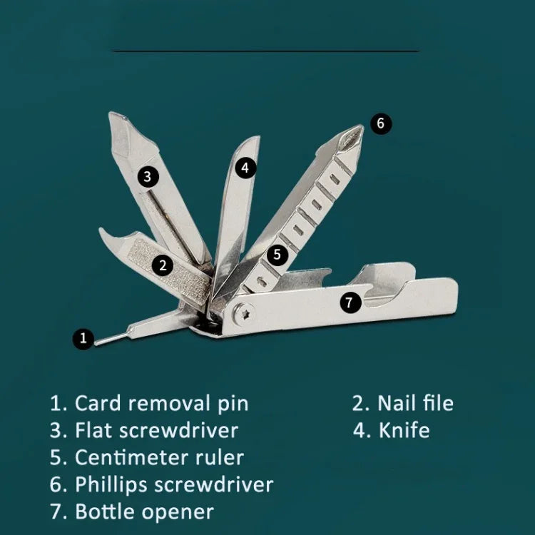 Outil multifonction 5 en 1 petit gadget extérieur avec éjecteur de plateau SIM, tournevis, ouvre-bouteille, etc., 5 en 1
