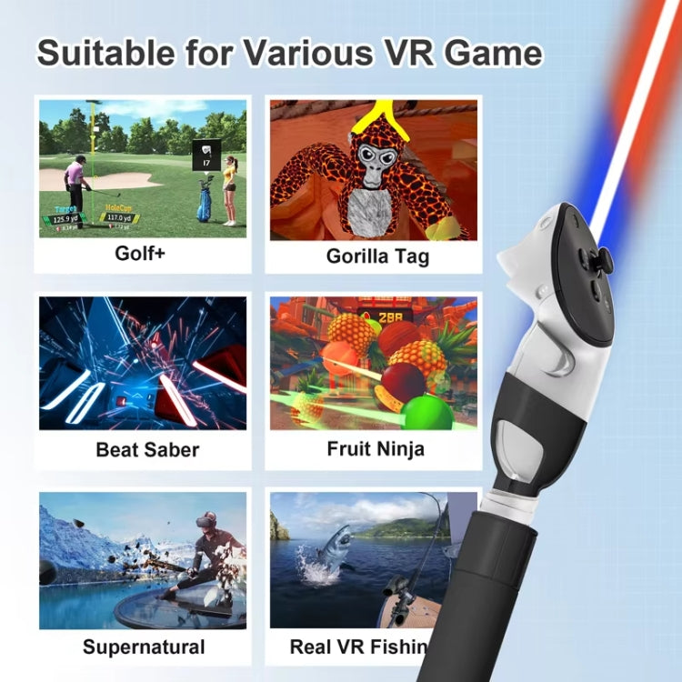DEVASO Pour Meta Quest 3S / 3 Poignée de sabre laser pour jeux de golf, accessoires de poignée de baseball pour perche d'extension