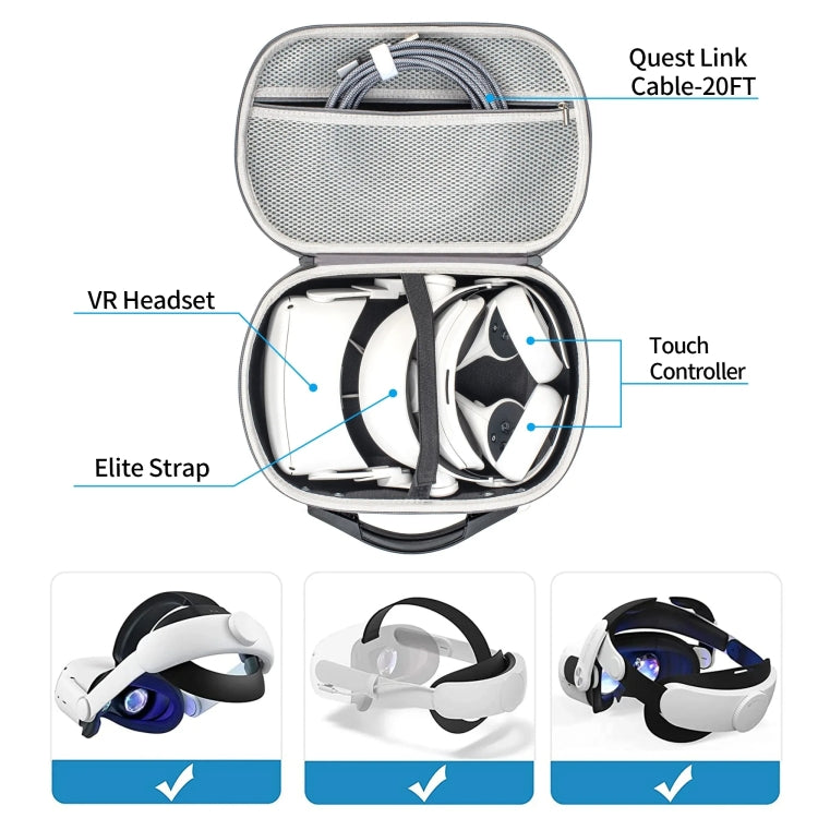 DEVASO Housse de transport grande capacité pour Meta Quest 3S / 3 / 2 / Pro / Pico 4, Étui de protection organisateur