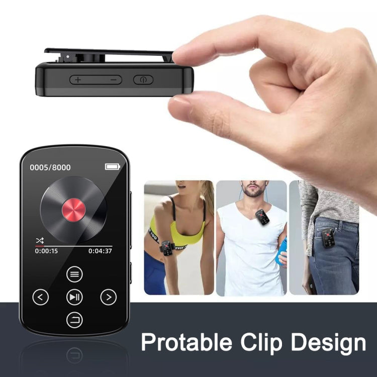 Lecteur MP3 Bluetooth musique HIFI sport clip écran tactile MP4, sans carte TF, 8GB, 16GB, 32GB, 64GB, 128GB
