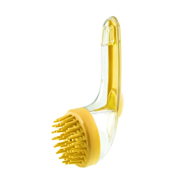 Long Handle Pet Bathing Brush Silicone Dogs Cats Cleaning Massage Brush Grooming Comb, Fine Teeth Yellow, Fine Teeth Blue, Fine Teeth Green, Coarse Teeth Yellow, Coarse Teeth Blue, Coarse Teeth Green