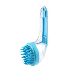 Long Handle Pet Bathing Brush Silicone Dogs Cats Cleaning Massage Brush Grooming Comb, Fine Teeth Yellow, Fine Teeth Blue, Fine Teeth Green, Coarse Teeth Yellow, Coarse Teeth Blue, Coarse Teeth Green