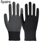 5 paires de gants de randonnée en nylon respirants, antidérapants avec particules de silicone, pour l'extérieur