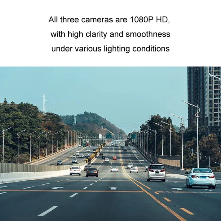Enregistreur de conduite triple caméra HD WIFI interconnecté, avec GPS, interconnexion WIFI, avec système d'angle mort droit