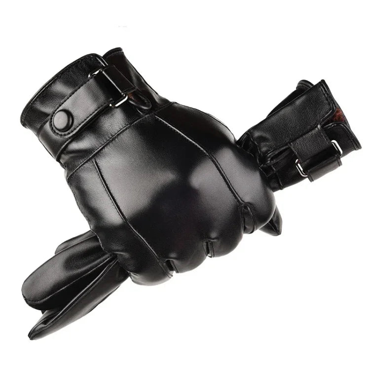 Gants en cuir PU velours chaud pour homme, pour l'automne-hiver, pour la conduite, gants d'écran tactile, taille unique