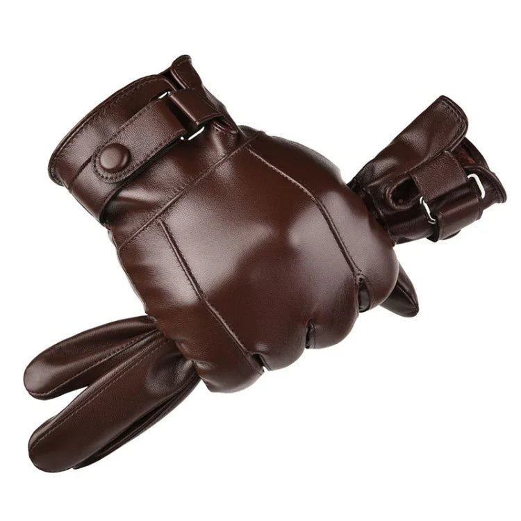 Gants en cuir PU velours chaud pour homme, pour l'automne-hiver, pour la conduite, gants d'écran tactile, taille unique